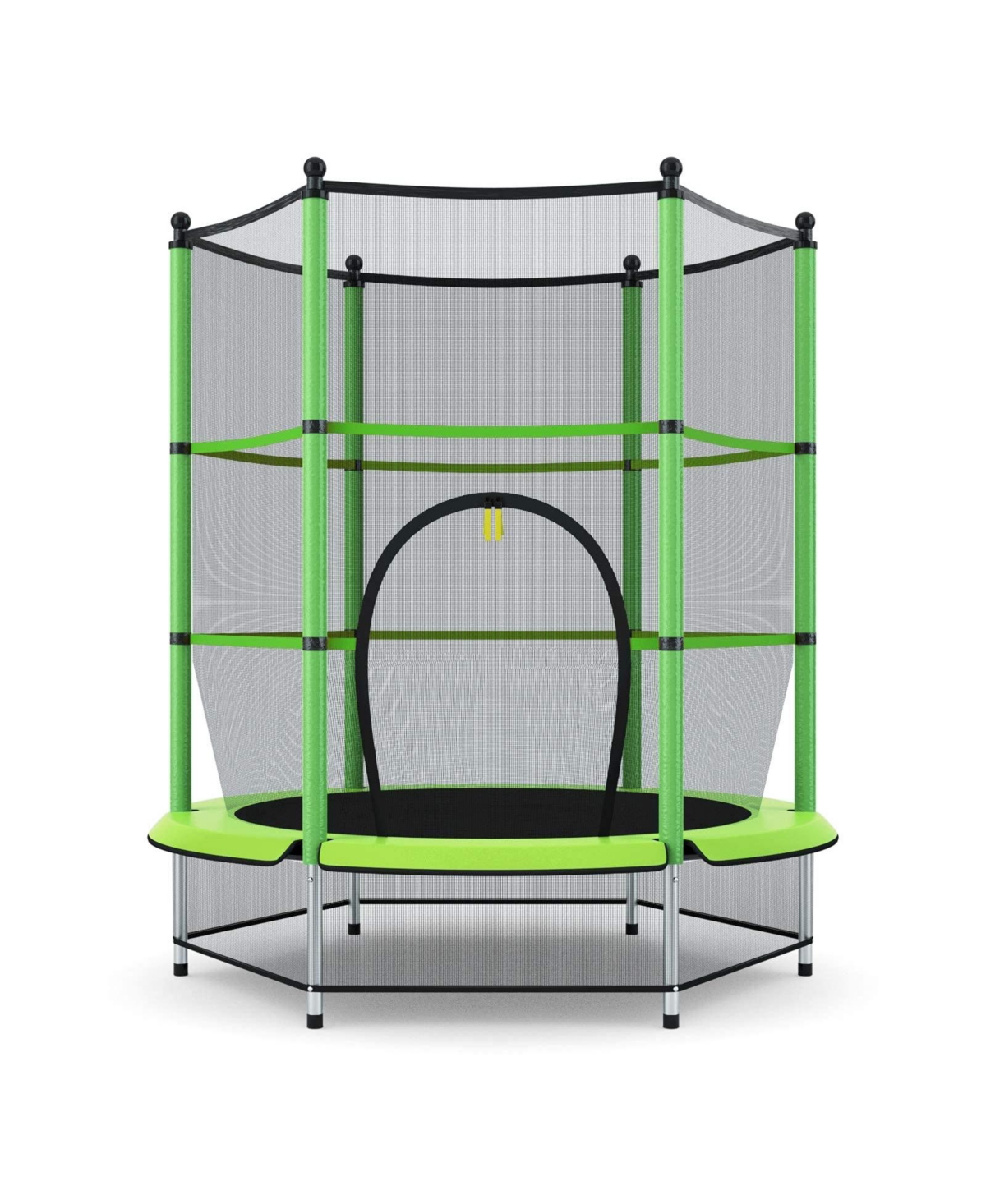 55" Trampoline for Kids, Children Trampoline w/Safety Enclosure Net & Spring Pad & Bulit-in Zipper Sturdy Steel Frame, Mini Outdoor Indoor Trampoline