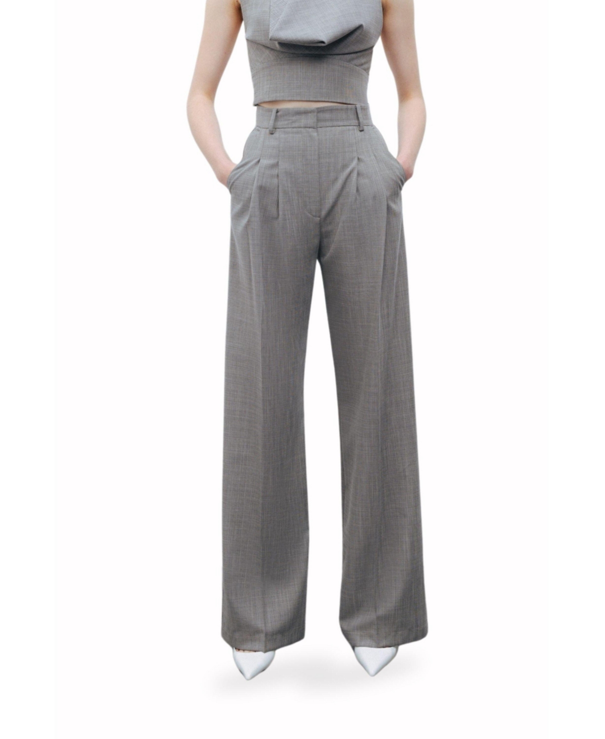 Women's Double Pleated Pants - Multi-colored