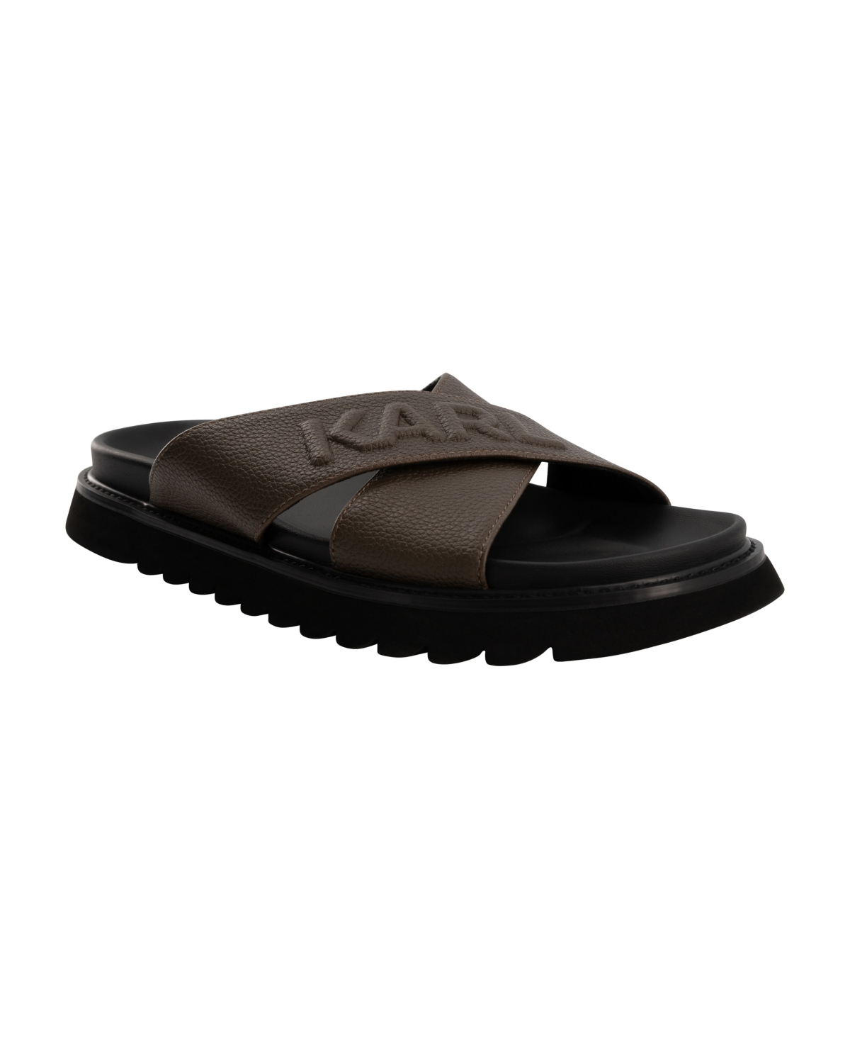 Men's Tumbled Leather Criss Cross Sandal - Black