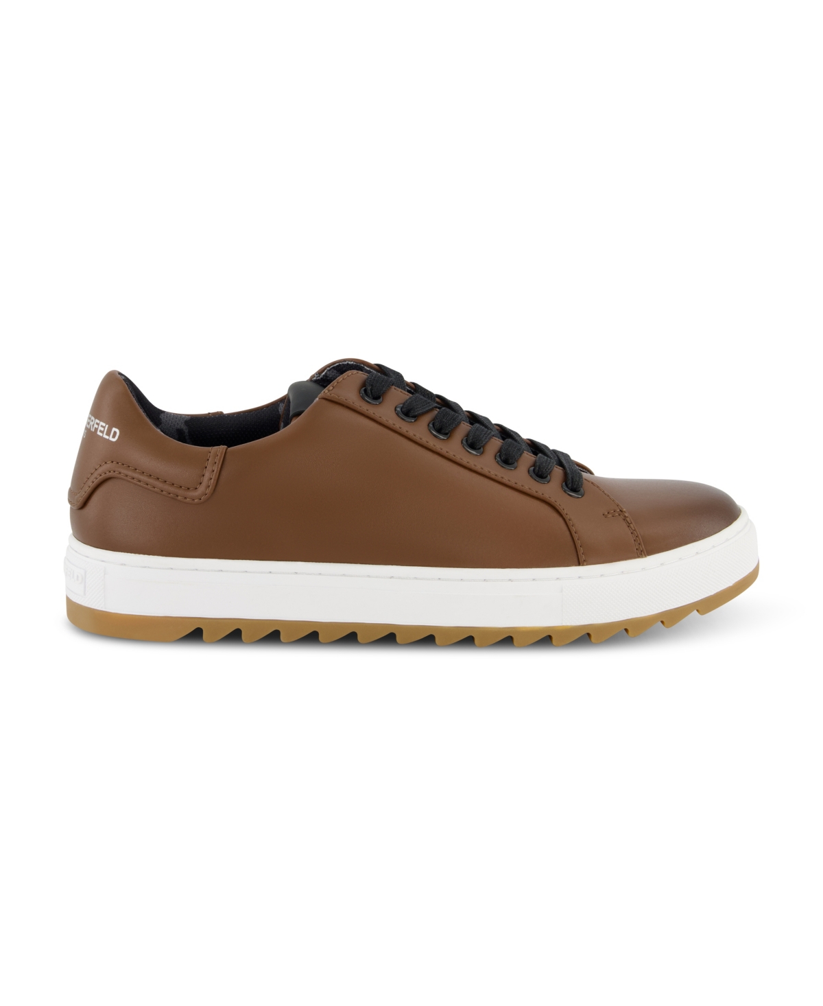 Karl Lagerfeld Paris Leather Low Top Sneaker In Cognac