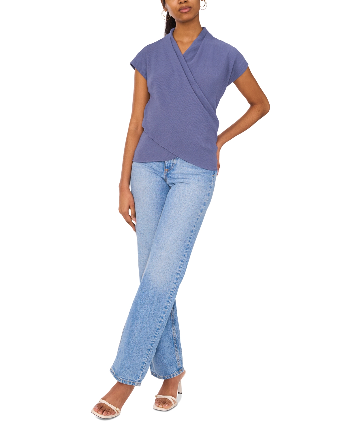 Sam & Jess Women's Solid-color Wrap-front Top