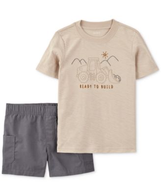 Carter's - Toddler Boys Construction T-Shirt & Shorts, 2 Piece Set