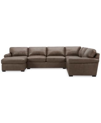 Radley Roll Arm 139" 5-Pc. Leather Square Corner Chaise Sectional