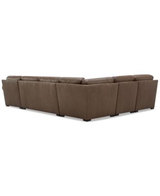 Radley Roll Arm 139" 5-Pc. Leather Square Corner Chaise Sectional, Exclusively at Macy's