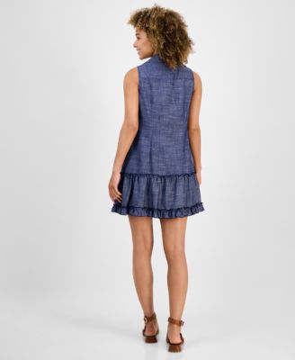 Women's Button-Front Ruffled-Hem Dress