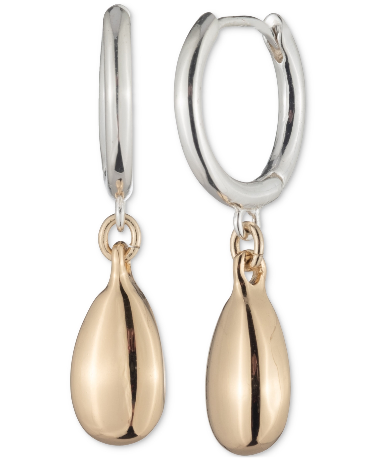 Two-Tone Pear-Shape Charm Hoop Earrings - Two-Tone