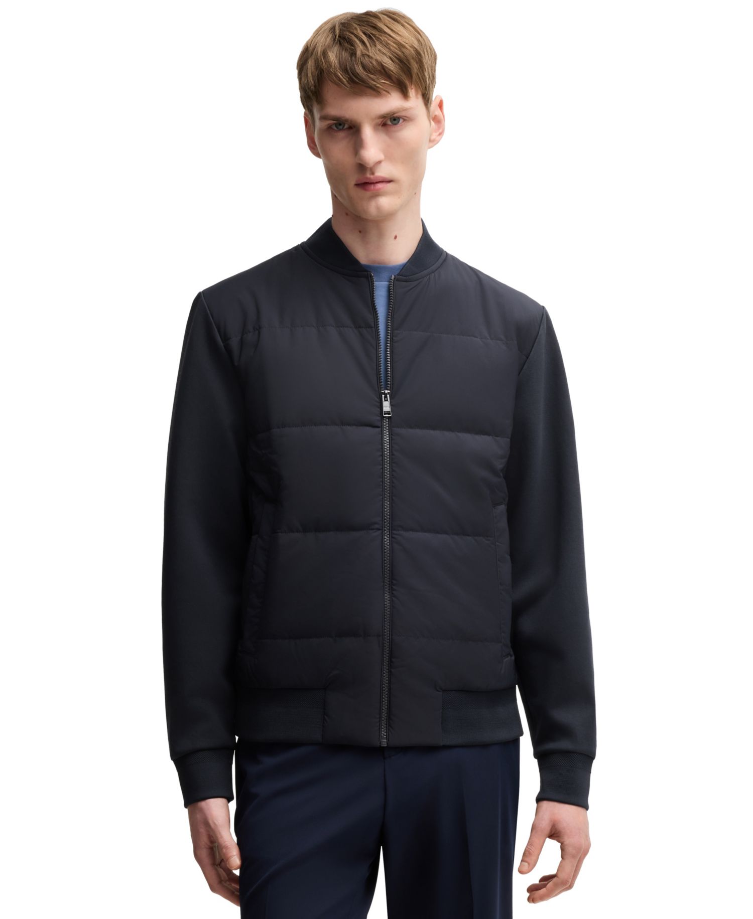Men's Cotton-Blend Zip-Up Padded Jacket