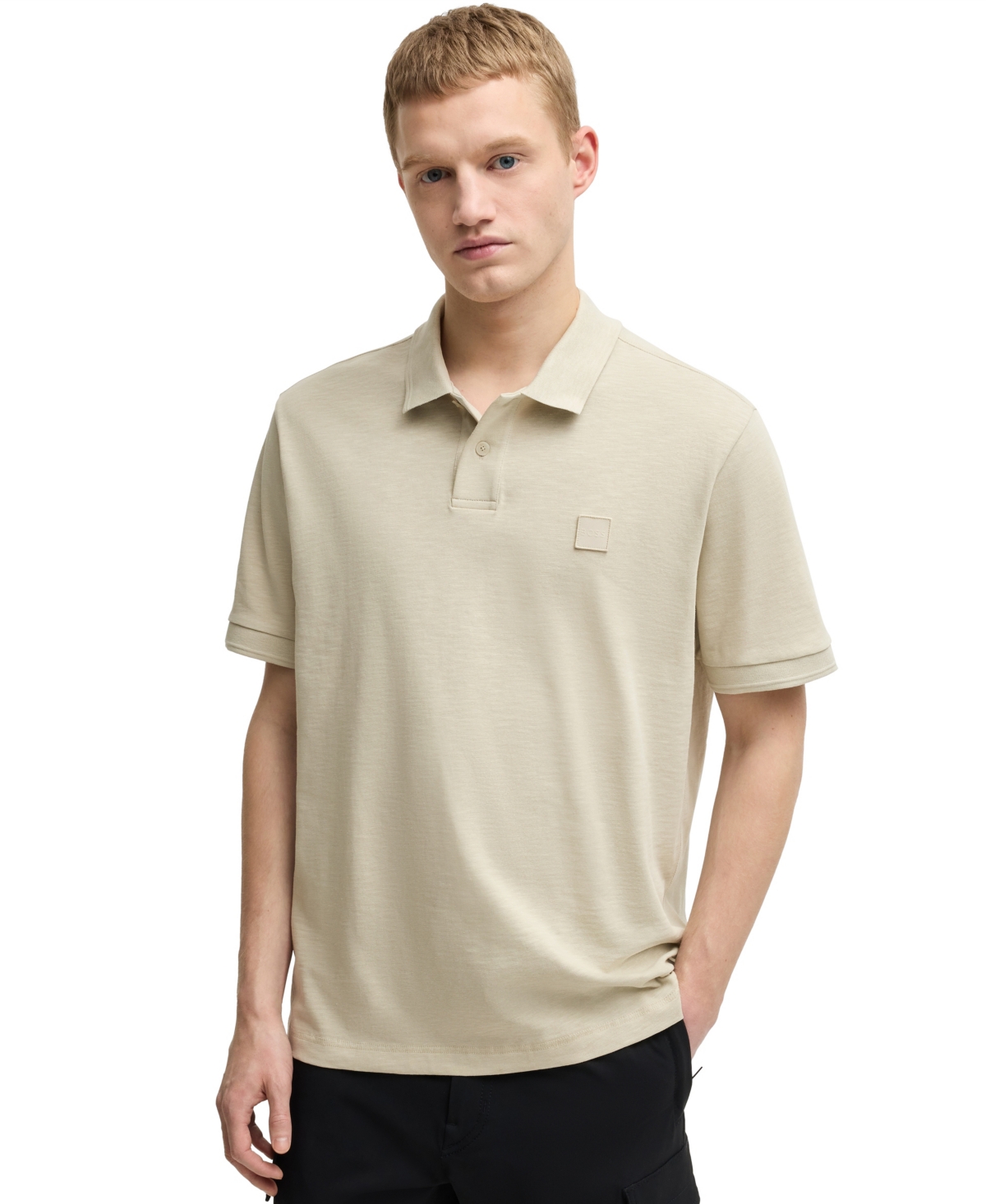 Hugo Boss Boss By  Men's Slub Cotton-linen Polo Shirt In Neutral