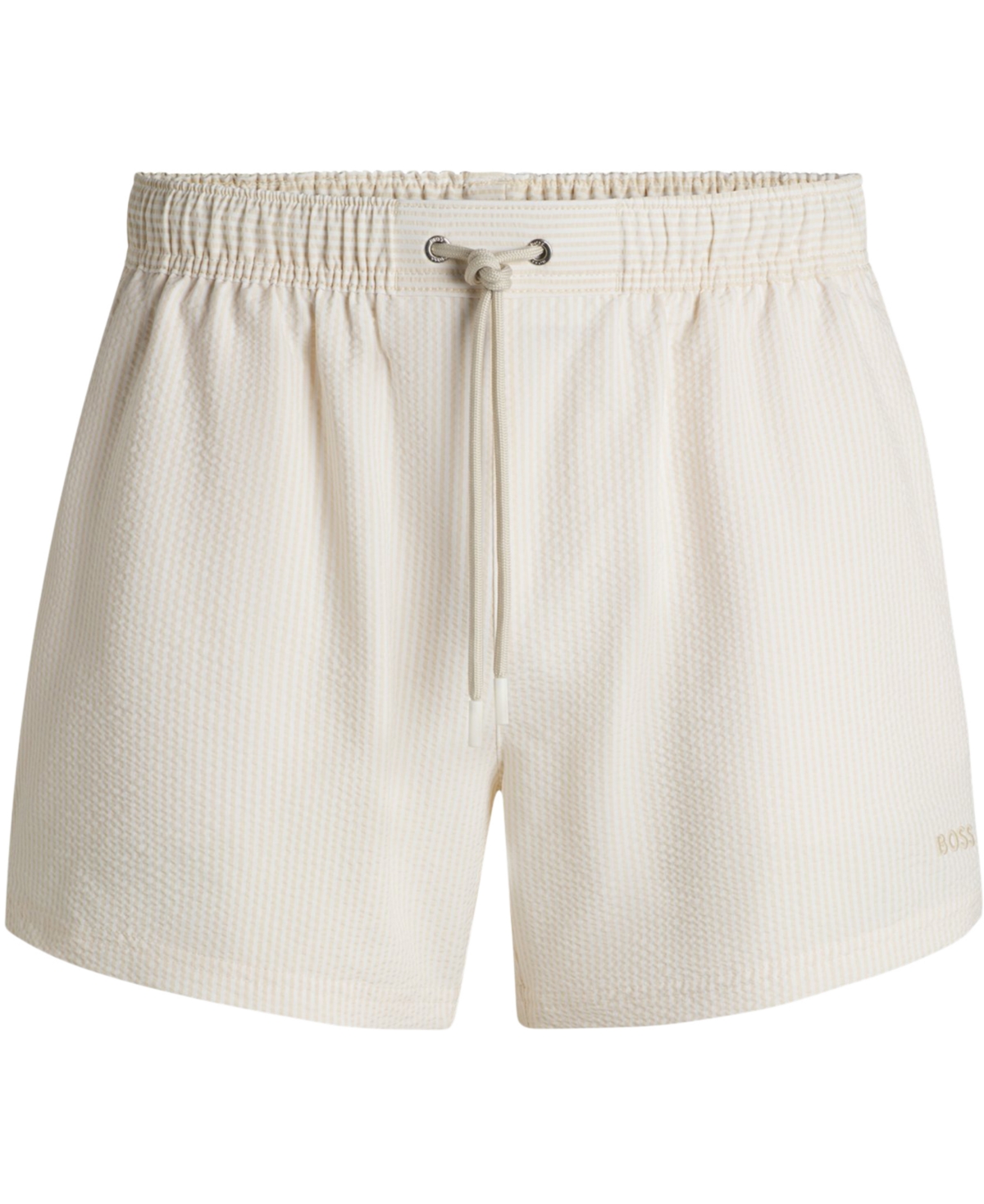 Hugo Boss Boss By  Men's Striped Seersucker Swim Shorts In Open White