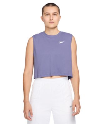 Nike - Women's Club Cotton Sleeveless Cropped Logo T-Shirt