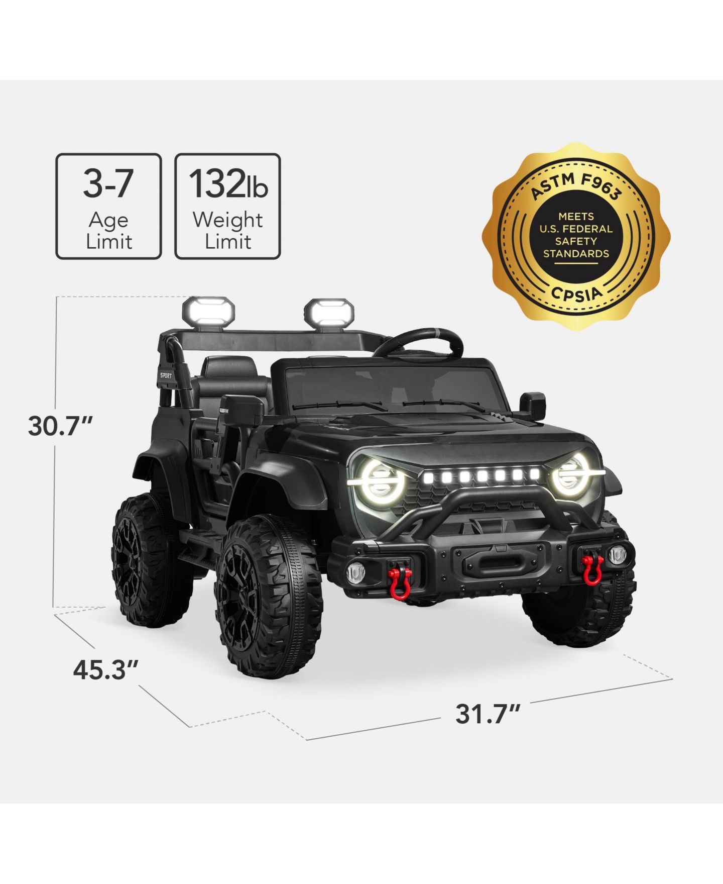 Детская игрушка Best Choice Products Kids 24V 2-Seater Electric Ride-On Car Truck w/ Parent Control, Bluetooth, LED Lights, цвет: Чёрный — фото 8