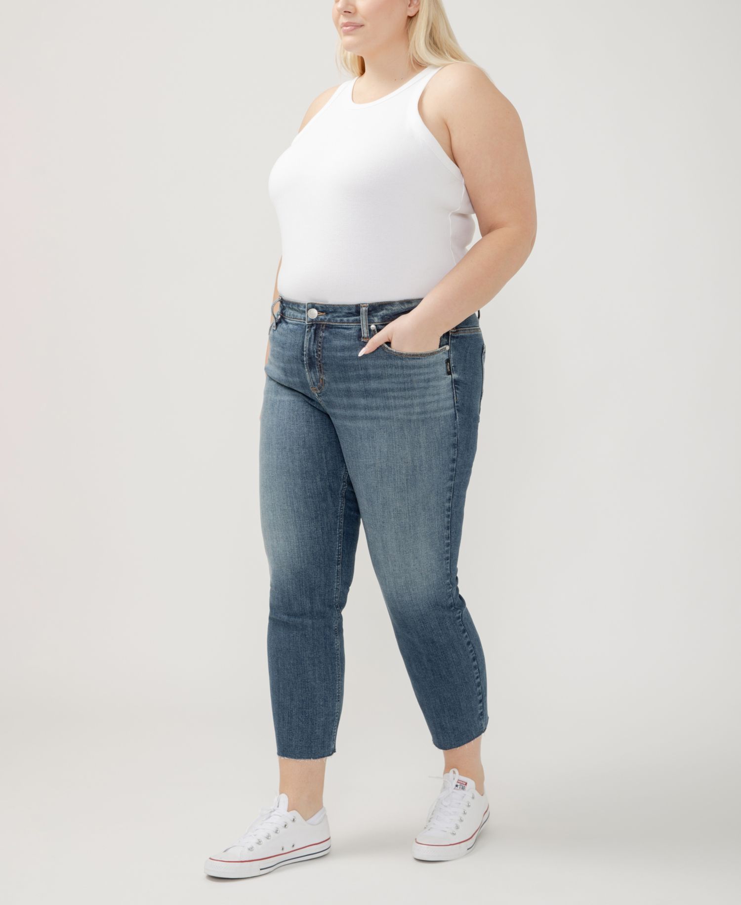 Plus Size Elyse Mid Rise Comfort Fit Ankle Straight Jeans