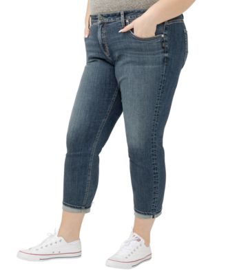 Plus Size Boyfriend Mid Rise Slim Leg Jeans