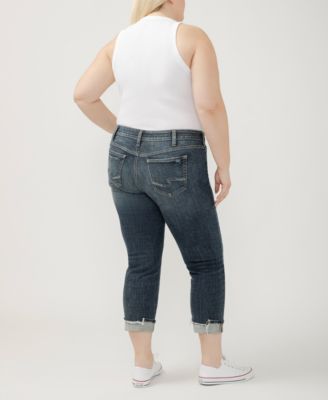 Plus Size Suki Mid Rise Curvy Fit Straight Crop Jeans
