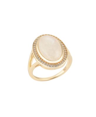 Moonstone Halo Ring 14k gold vermeil