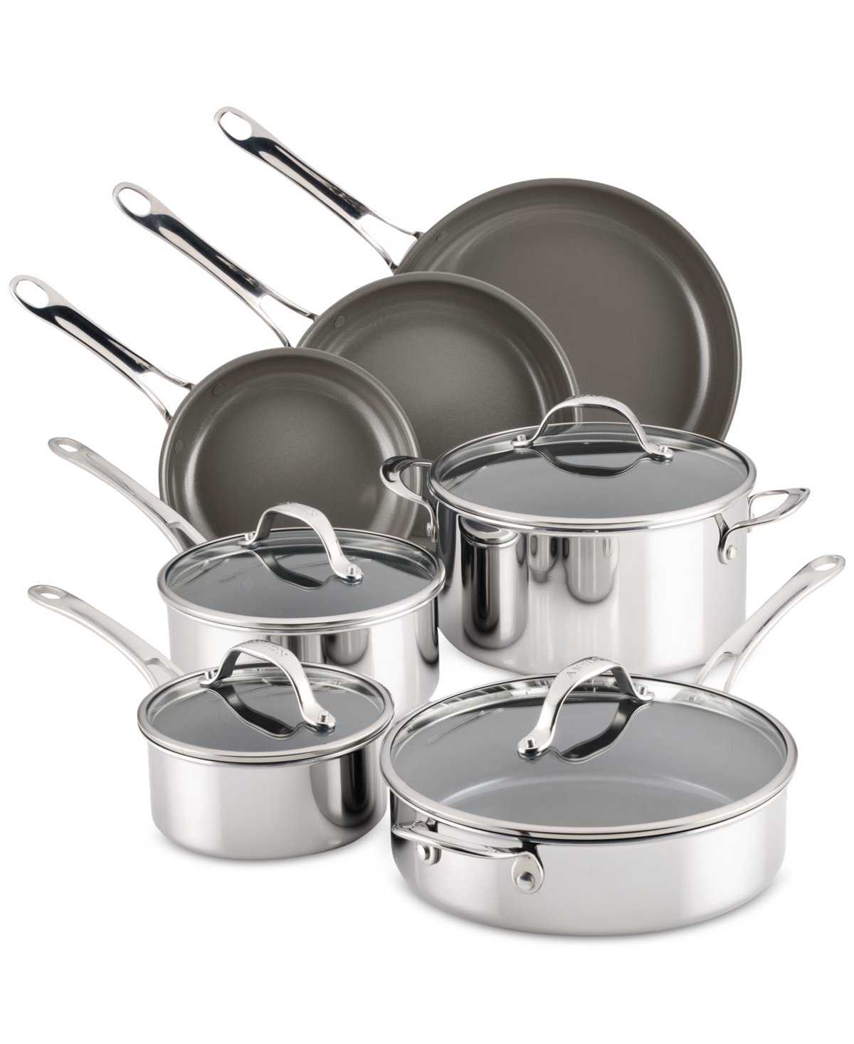 Anolon Everlast Ceramic Nonstick 11-pc. Cookware Set In Stainless Steel
