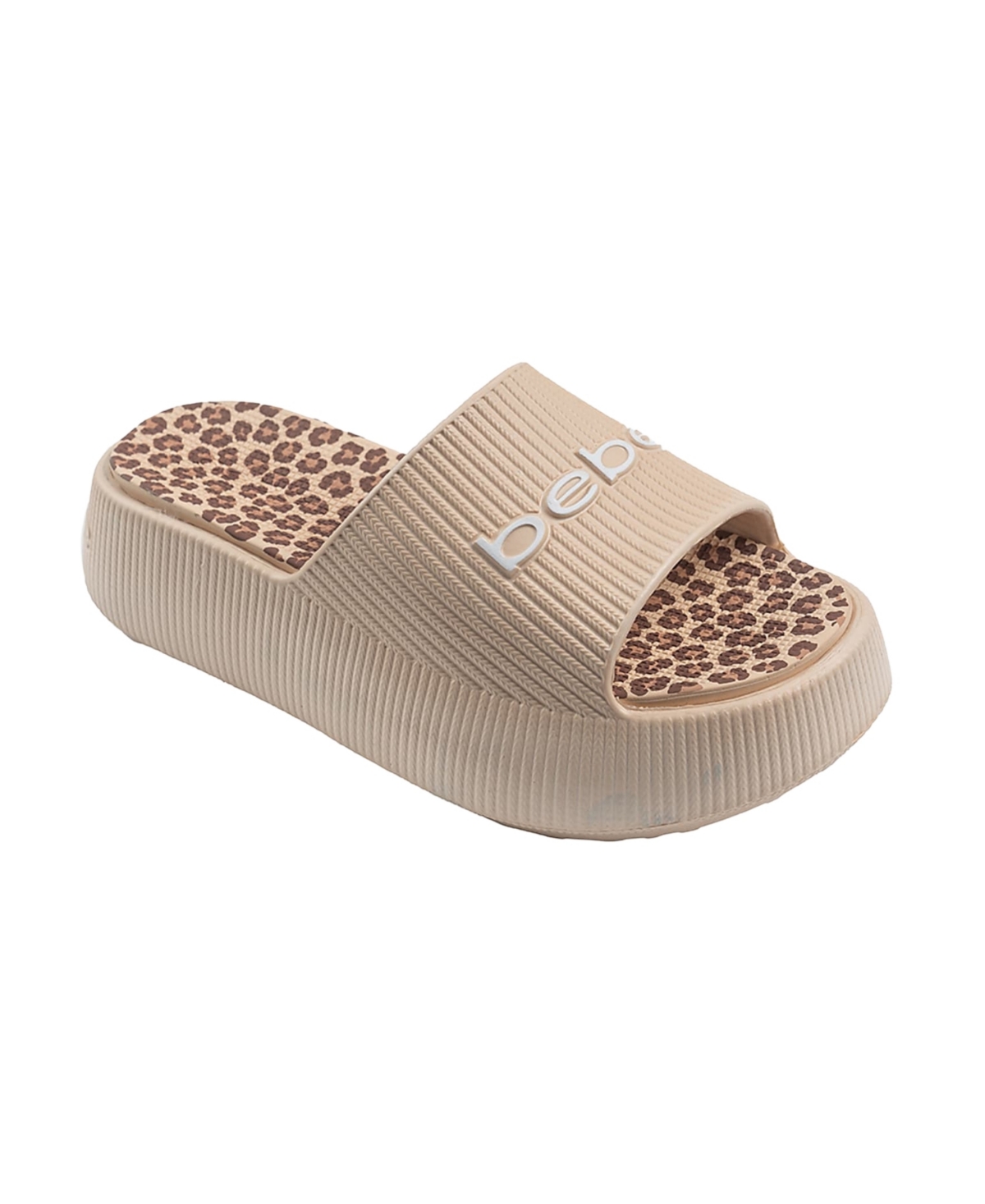 Bebe Little And Big Girls Trendy And Comfortable Summer Platform Slides In Sand