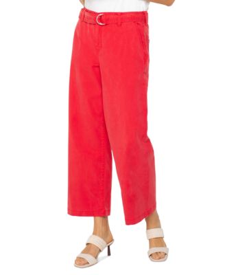 Petite Cropped Belted Wide-Leg Pants