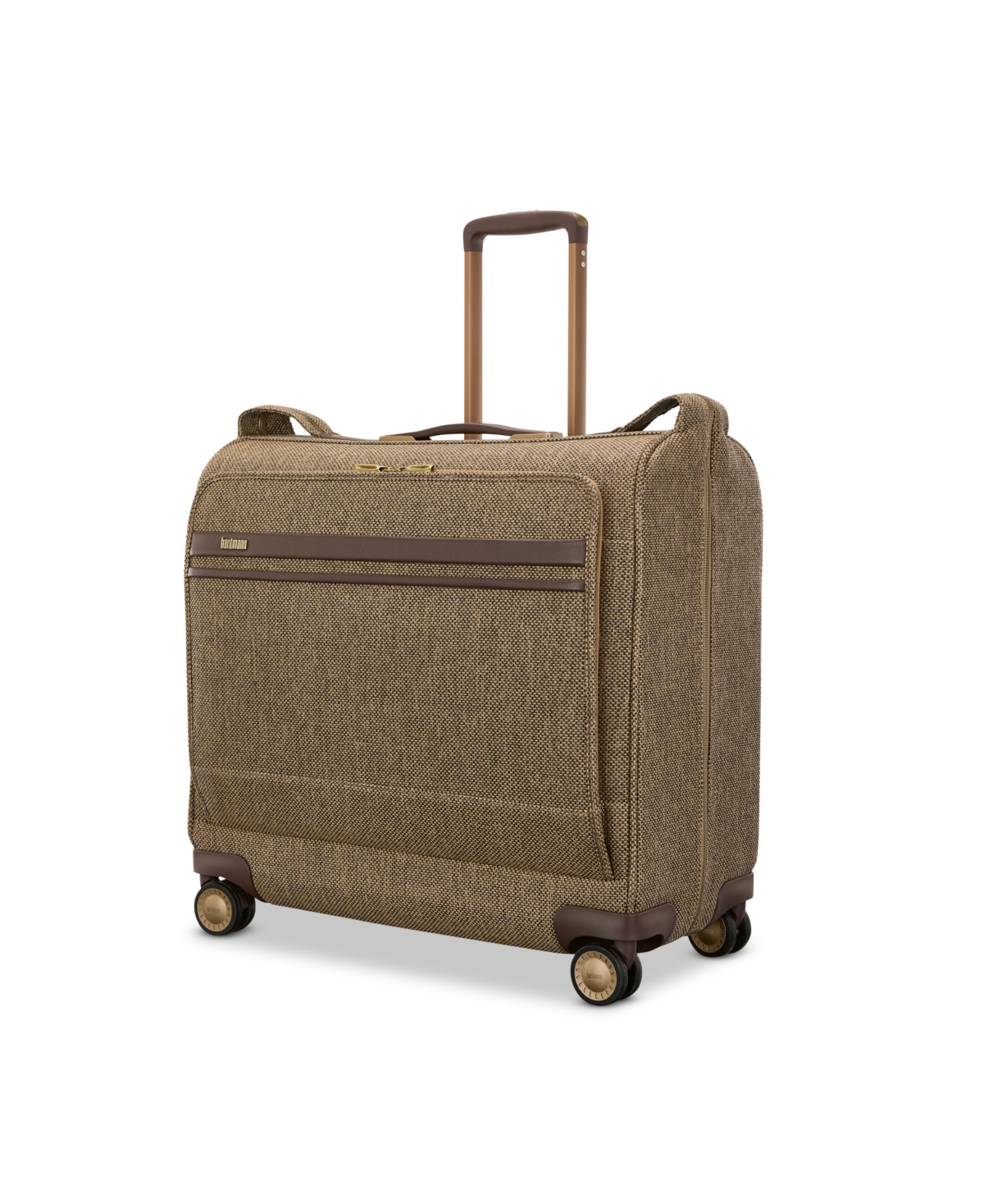 Tweed Spinner Garment Bag - Tweed/ Natural Leather