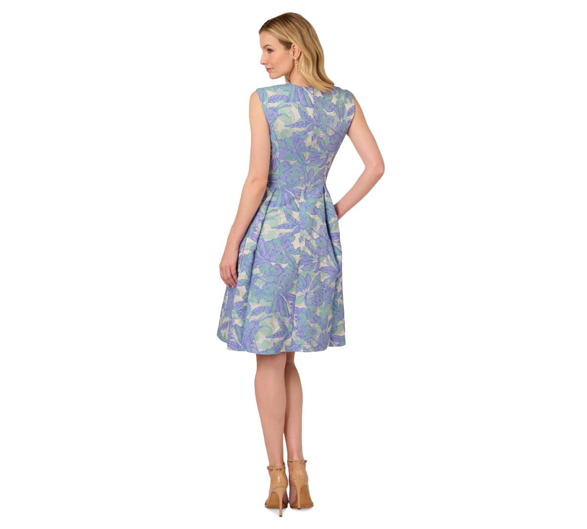ADRIANNA PAPELL WOMEN'S FLORAL JACQUARD FIT & FLARE DRESS 