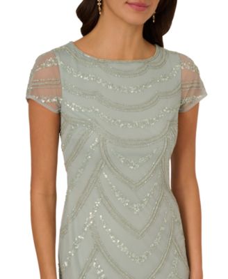 Women's Beaded Cap-Sleeve Sheath Dress