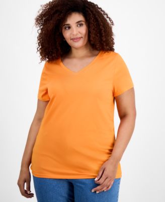 Trendy Plus Size Fitted V-Neck T-Shirt