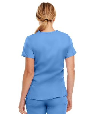 Plus Size Ruth 3-Pocket Multi Stitch V-Neck Scrub Top, Pewter, 3X Large