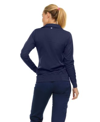 Women's Scrub Jackets for Woman, Zip Front Nurse Jacket, 4-Way Stretch Fabric Warm Up Coat Pewter