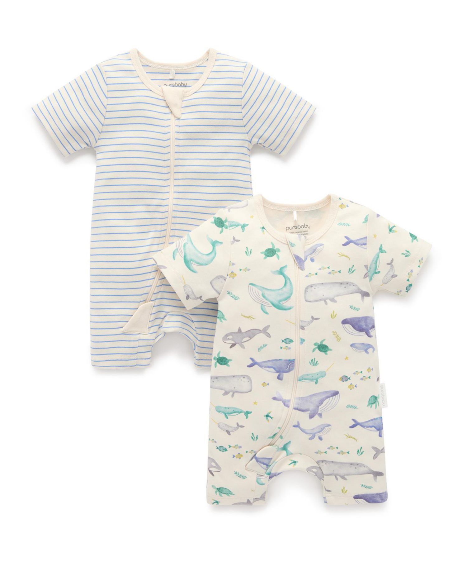 Baby Boys Short Sleeve 2 Pack Zip Coverall