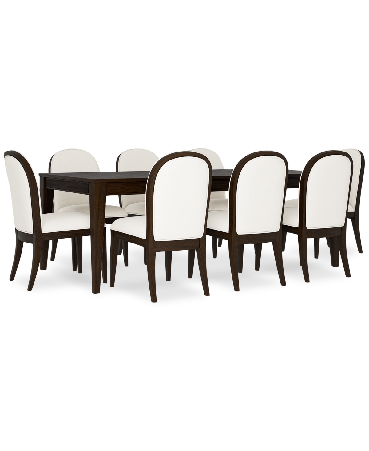 Macy's Mazen 9-pc. Dining Set (table & 8 Curved Side Chairs) In Dark Brown