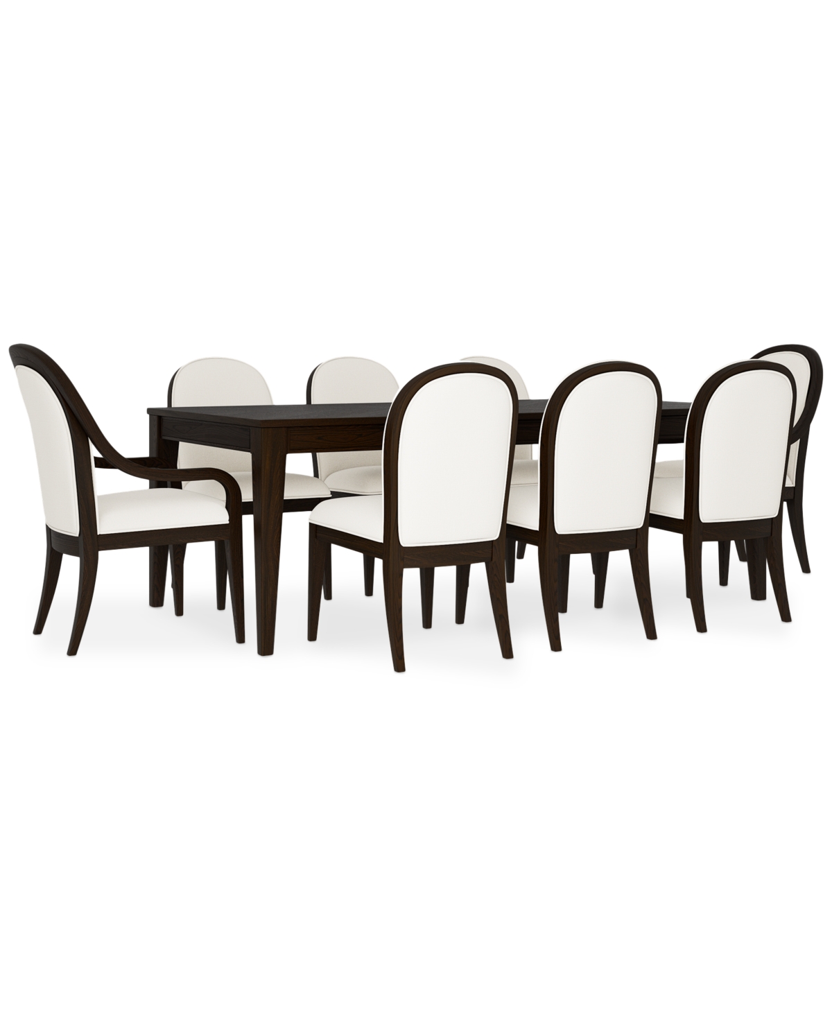Macy's Mazen 9-pc. Dining Set (table, 6 Curved Side Chairs & 2 Arm Chairs) In Dark Brown