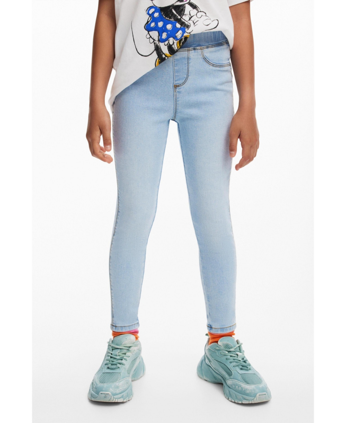 Desigual Girls's Denim Leggings Logo In Medium Blue
