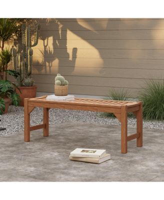 Natural Solid Wood 47.2-Inch Long Rectangle Sloping Seat Outdoor Bench