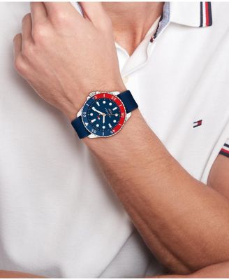 Men's Quartz Blue Silicone Strap Watch, 42mm