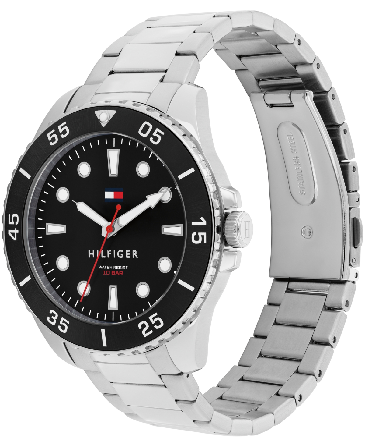 Tommy Hilfiger Men's Quartz Silver-tone Stainless Steel Bracelet Watch, 42mm In Silver