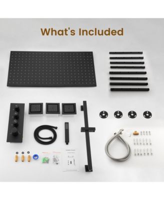 Body Jets With Handheld Shower Ceiling-Mounted Thermostatic Shower System