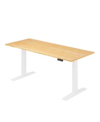 E7-COMMERCIAL 72  W Electric Adjustable Standing Desk, Bamboo Top, White Base