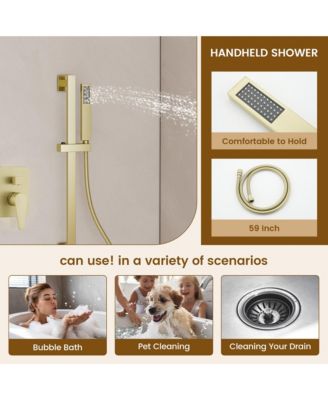 All-In-One Thermostatic Shower System with LED Light and Body Jets