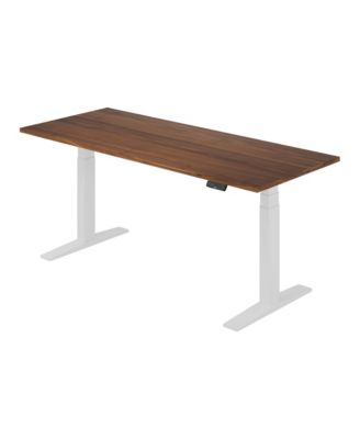 E7-COMMERCIAL 72  W Electric Adjustable Standing Desk, Black Walnut Top, White Base