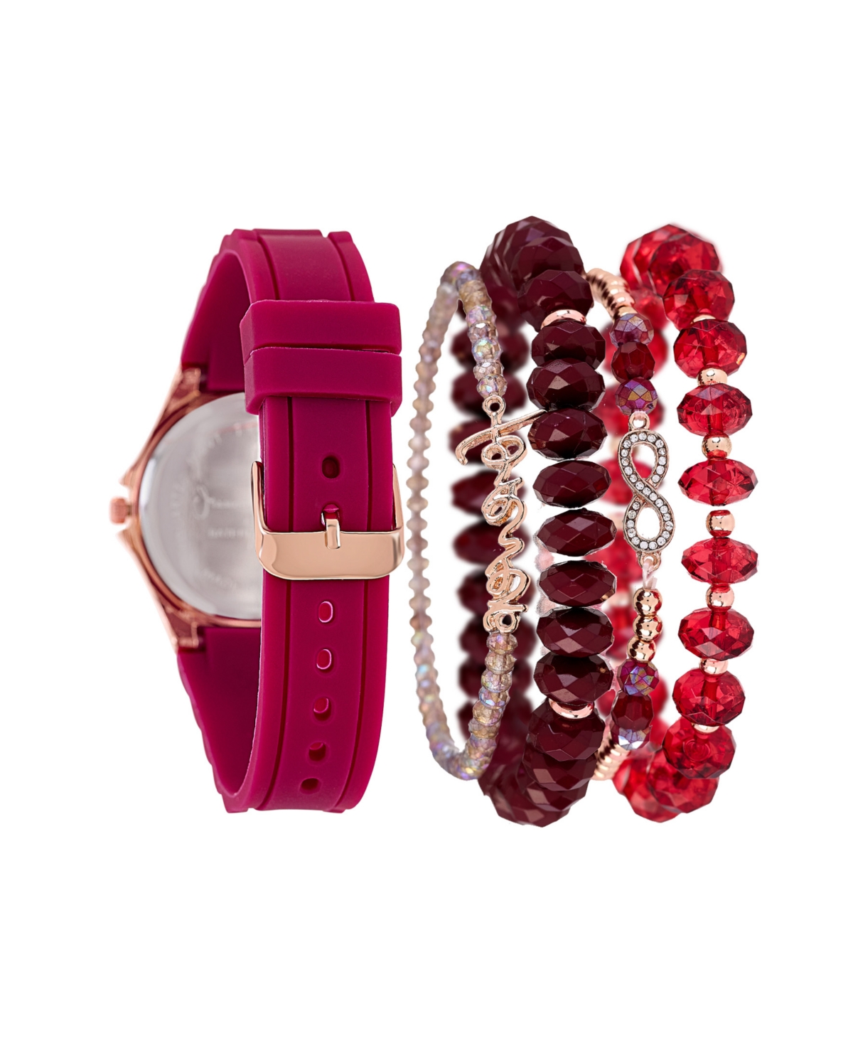 Jessica Carlyle Women's Matte Burgundy Silicone Strap Analog Watch, 35mm In Matte Burgundy