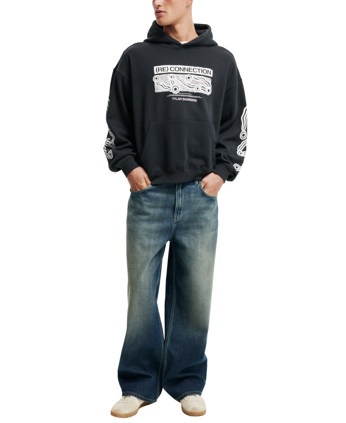 Shop Cotton On Men's Box Fit Hoodie In Washed Black