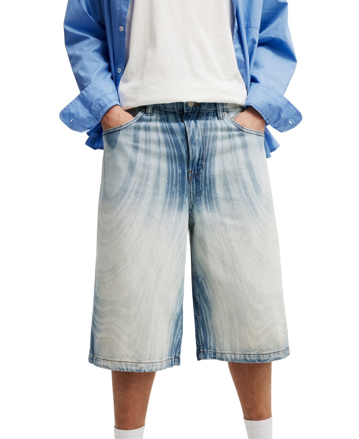 Shop Cotton On Men's Super Baggy Jort Shorts In Whirlpool Blue