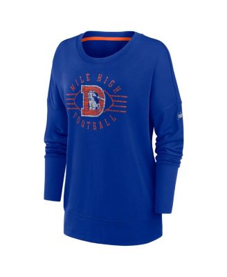 Women's Royal Denver Broncos Rewind Playback Icon Performance Pullover Sweatshirt