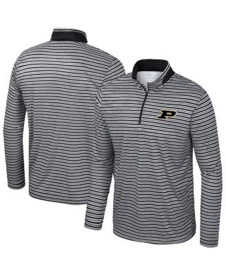 Colosseum - Men's Black Purdue Boilermakers Striped Quarter-Zip Top