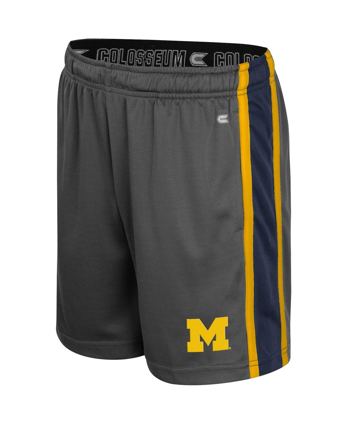 Shop Colosseum Big Boys And Girls Charcoal Michigan Wolverines Ripple Shorts