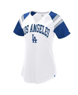 Starter - Women's White/Royal Los Angeles Dodgers Game On Notch Neck Raglan T-Shirt