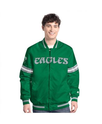 Starter - Men's&nbsp;Green Philadelphia Eagles Vintage Scout Full-Snap Varsity Jacket