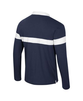 Men's Navy Michigan Wolverines Too Cool For School Long Sleeve Polo Shirt