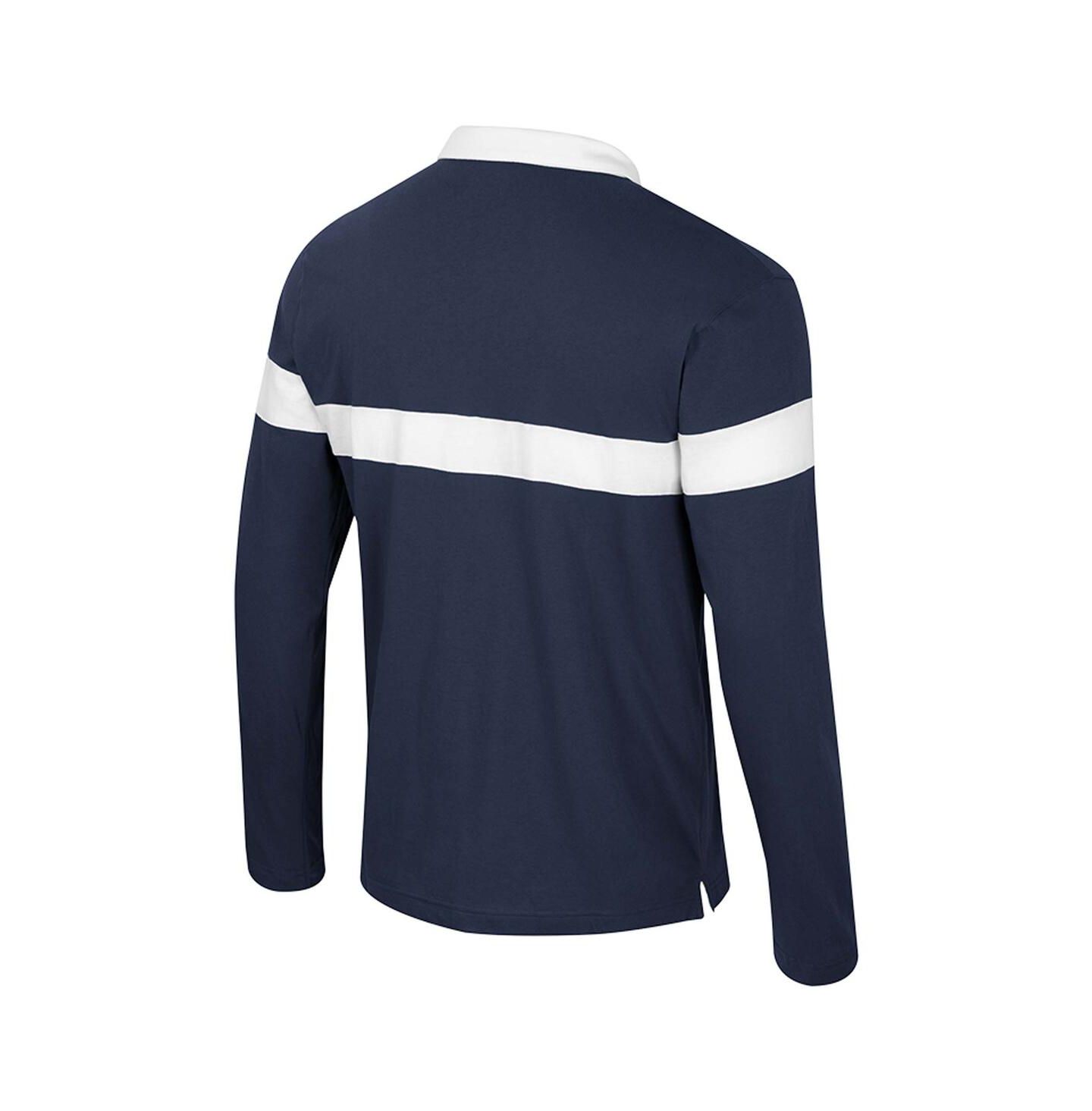 Мужская рубашка Colosseum Navy Michigan Wolverines Too Cool For School Long Sleeve Polo Shirt — фото 2