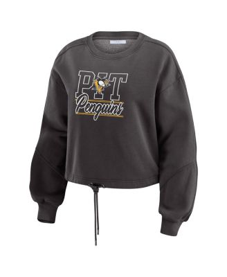 Women's Black Pittsburgh Penguins Washed Fleece Sweatshirt & Shorts Lounge Set